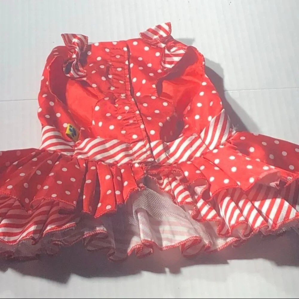 Build A Bear Candy Cane Dress Red and White One Size